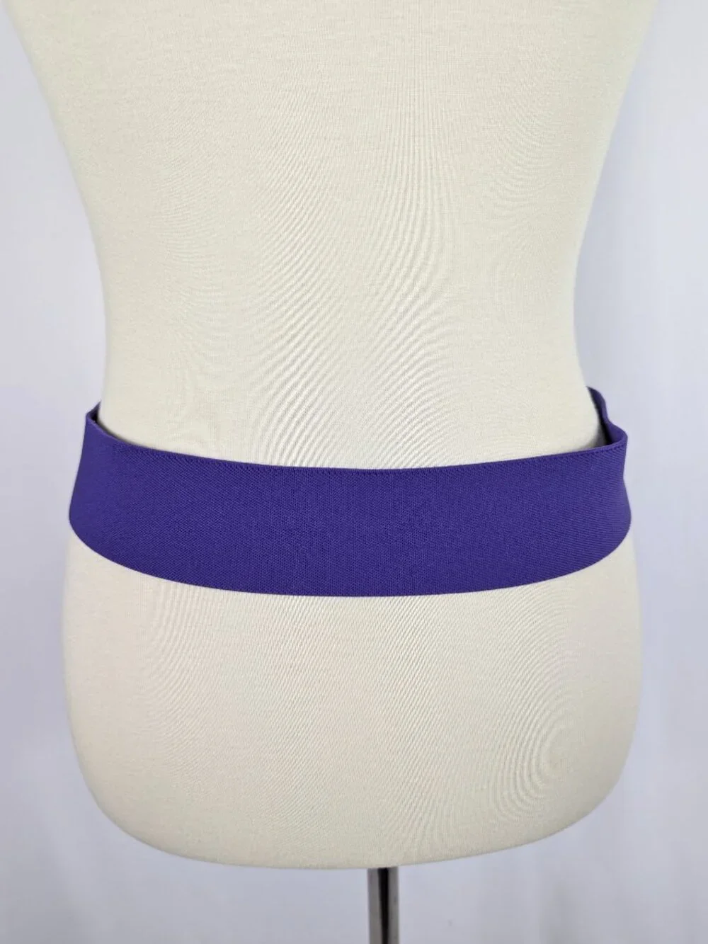 Day-Lor 80s Purple Elastic Cinch Belt Gold Square Friends Buckle USA Vtg 31